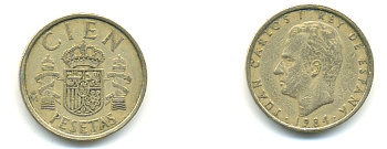 Испания 100 песет 1984 Хуан Карлос I (1975-2014) KM 826 алюминиевая бронза 179-146