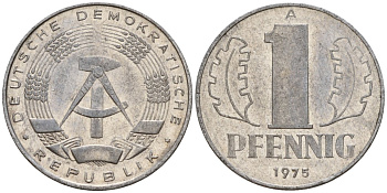 ГДР 1 пфенниг 1975 A KM 8.1 алюминий 105-1236