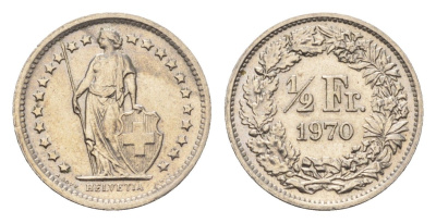 Швейцария 1/2 франка 1970 KM 23a медно-никель 4684-117