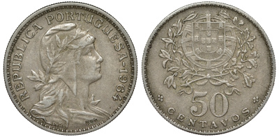 Португалия 50 сентаво 1964 KM 577 медно-никель 4548-1147