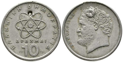 Греция 10 драхм 1976 Демокрит KM 119 медно-никель 38-334