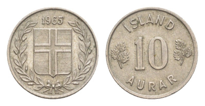 Исландия 10 эйре 1965 KM 10 медно-никель 4617-352