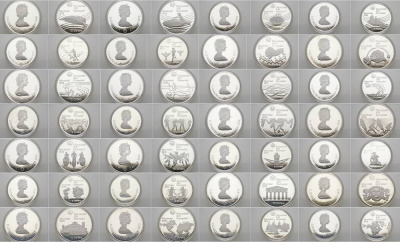 Канада набор из 28 монет по 5 и 10 долларов 1973-1976 XXI летние Олимпийские игры в Монреале 1976 года, в оригинальных коробках (7 коробок), с сертификатами, полный комплект серебро, KM OCP1-OCP7 серебро PROOF 3-4-5-1