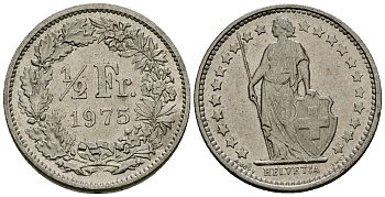 Швейцария 1/2 франка 1975 KM 23a медно-никель 186-1153