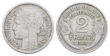 Франция 2 франк 1948 KM 886a, Le Franc 269.13 алюминий 4641-1013