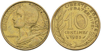 ФРАНЦИЯ 10 САНТИМОВ 1983 ТИП MARIANNE KM 929, LE FRANC 144.23 медь алюминий никель 4573-1027