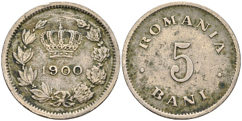 Румыния 5 бани 1900 Кароль I (1881-1914) KM 28 медно-никель 4608-135