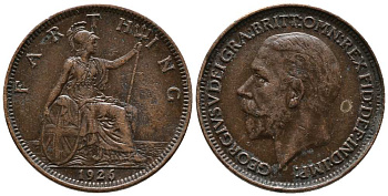 Великобритания 1 фартинг 1936 Георг V (1910-1936) KM 825, Spink 4061 бронза 117-746