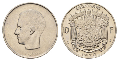Бельгия 10 франков 1970 Belgique, Бодуэн I (1951-1993) KM 155 никель 3459-855