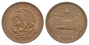 Мексика 20 сентаво 1956 Mo KM 440 бронза 4637-553