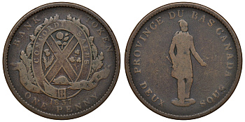 Канада, Квебек 1 пенс 1837 токен Breton 521 медь 4112-112