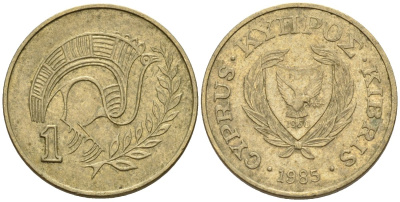 Кипр 1 цент 1985 KM 53.2 никель латунь 4174-1118