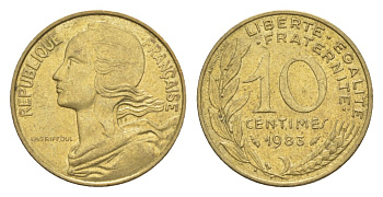 Франция 10 сантимов 1983 тип Morlon KM 929, Le Franc 144.23 алюминиевая бронза aUNC 4630-359