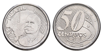 Бразилия 50 сентаво 2018 KM 651a нержавеющая сталь UNC 4642-1157