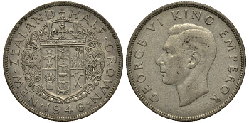 Новая Зеландия 1/2 кроны 1946 Георг VI (1936-1952) KM 11 серебро 272-1113