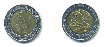 Мексика 1 песо 2008 KM 603 биметалл 176-1256