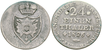 Шаумбург-Липпе 1/24 талера 1826 Георг Вильгельм (1787-1860) KM 43 серебро 99-864