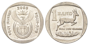 ЮАР 1 ранд 2003 KM 332 медь плакированная никелем 4627-363