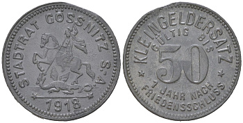 Гесниц (Саксен-Альтенбург) 50 пфенингов 1918 Funck 164.3, Men18 11583.3 цинк 4597-343