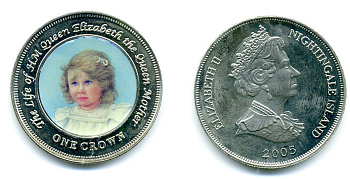 О-ВА НАЙТИНГЕЙЛ 1 КРОНА 2005 ЕЛИЗАВЕТА II KM 61-1023