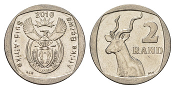 ЮАР 2 ранда 2010 KM 498 медь плакированная никелем UNC 4628-233