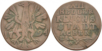 Ахен 12 геллеров 1794 KM 51 медь 77-134