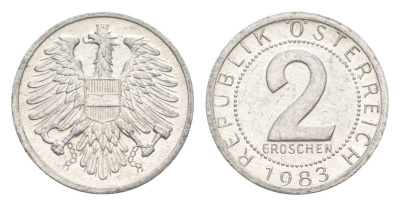 Австрия 2 гроша 1983 KM 2876 алюминий 4564-1111