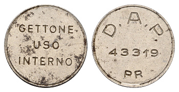 Италия, Парма жетон DAP диаметр 22,5 мм, вес 4,7 гр нержавеющая сталь 4670-935
