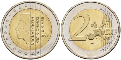Нидерланды 2 евро 2004  КМ 241 биметалл UNC   4161-737