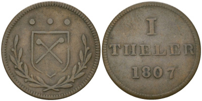 Франкфурт 1 телер (юденпфенниг) 1807 KM Tn1, J 4, JuF 1993 медь 4547-328