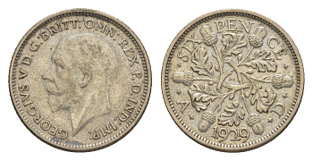 Великобритания 6 пенсов 1929 Георг V (1910-1936) KM 832, Spink 4040 серебро 4643-851