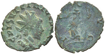 Римская Империя, императоры в Галлии антониниан 273 - 274 Тетрик II, C PIV ESV TETRICVS CAES, бюст цезаря / PAX AVG, Пация, персонификация мира, Августа Треверов RIC 248 биллон 1073-24-91