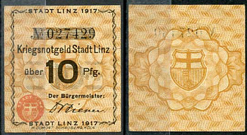 Германия, Линц-на-Рейне 10 пфеннигов 1920 нотгельд, 1.7.1920 Tieste 4140/70 бумага UNC (пресс) 8614-42-2-1