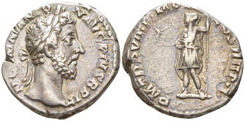 Римская Империя денарий 184 Коммод, M COMM ANT P FEL AVG BRIT, бюст императора / P M TR P VIIII IMP VII COS IIII P P, Рома с копьем и Викторией, Рим, 3,80 гр RIC 90 серебро 1073-18-57