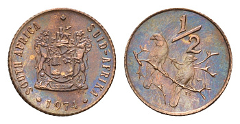ЮАР 1/2 цента 1974 KM 81 бронза UNC 4679-154