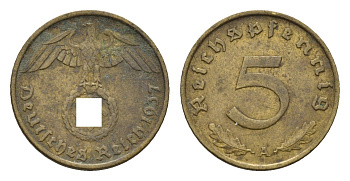 Германия 5 рейхспфеннигов 1937 A KM 91, J. 363 алюминиевая бронза 4684-231