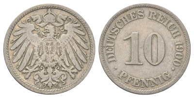 Германия 10 пфеннигов 1900 A KM 12, J. 13 медно-никель 4701-1115