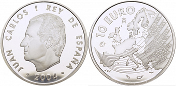 Испания 10 евро 2004 M, Расширение ЕС KM 1099 серебро PROOF 01-166-25