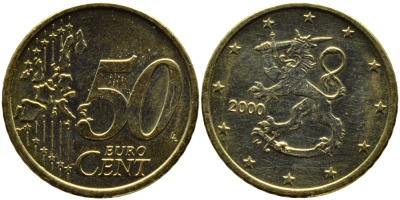 Финляндия 50 евроцентов 2000 М KM 103 нордик UNC 4390-1225