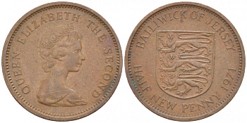 ДЖЕРСИ 1/2 ПЕННИ 1971 ЕЛИЗАВЕТА II KM 29 бронза 214-862