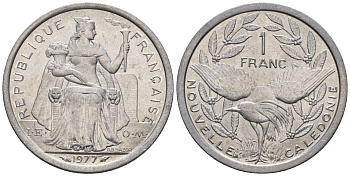 Французская Новая Каледония 1 франк 1977  KM 10 алюминий  UNC  4610-516