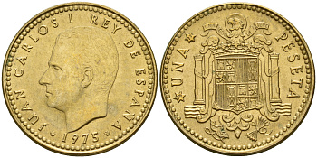 Испания 1 песета 1977 Хуан Карлос I (1975-2014) KM 806 алюминиевая бронза    4598-1244