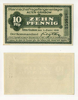 Германия 10 пфеннигов 1916 Альтенграбов, лагерь военнопленных C-2656 бумага UNC (пресс) 504-63-3-2