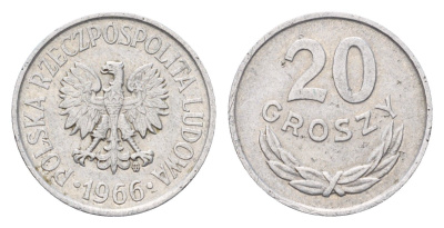 Польша 20 грошей 1966 Y A47 алюминий 4685-1158