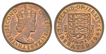 Джерси 1/12 шиллинга 1954 (1945) Освобождение (Королева Елизавета II) KM 20 бронза 4653-445