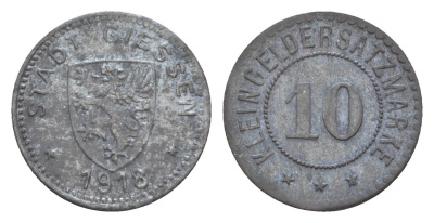 Гисен 10 пфеннигов 1918 Funck 159.1, Men05 9009.1, Men18 11265.1 цинк 4659-322