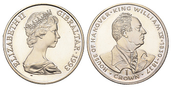 Гибралтар 1 крона 1993 Ганноверская династия - Король Вильгельм IV KM 137 медно-никель BU 11-092-14