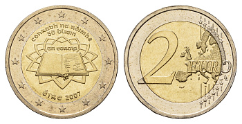 Ирландия 2 евро 2007 50 лет подписанию Римского договора KM 53 биметалл UNC 1083-3-74