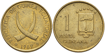 Экваториальная Гвинея 1 песета 1969 республика, диаметр 19,5 мм. KM 1 алюминиевая бронза 66-761