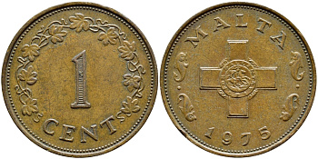 Мальта 1 цент 1975 KM 8 бронза 4395-237